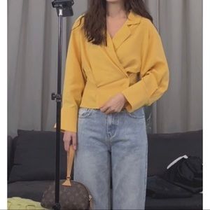 ASM ANNA Cross Over Blouse with Pearl Buttons